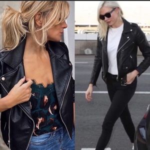 Women faux leather jacket zip front long sleeve 

Fits true to size 
Zip front